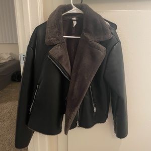 Mango Faux Fur Lined Aviator Jacket